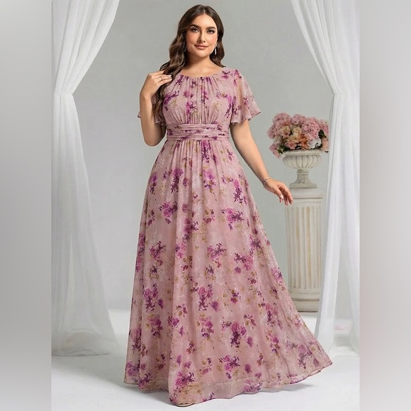 None Dresses & Skirts - 🆕Plus Size Simple Chiffon Pleated A-Line Bridesmaid Dress
